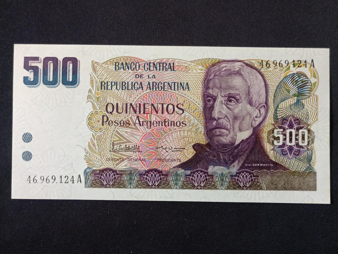 【游宝拍卖】丙午马年第13期 阿根廷-500比索【圣马丁版 全新UNC- 微黄】