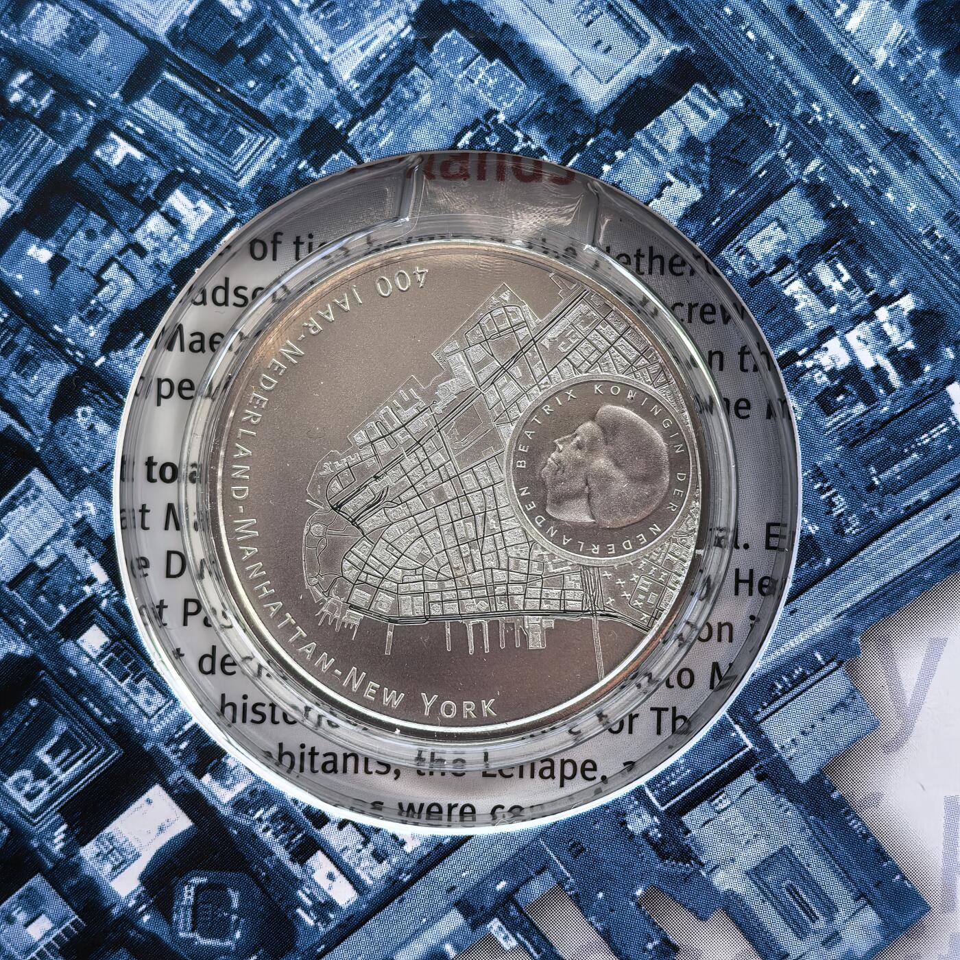 道一币馆币章第一百七十场 原包装 荷兰2009年曼哈顿建市400周年5欧元精制银币
