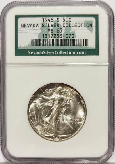 博洋堂世界钱币拍卖第165期（全场包邮） - NGC MS65 美国1946 S 行走女神半圆 麦稀奇所见最高分 老盒严评 源自于内华达收藏 收藏好物