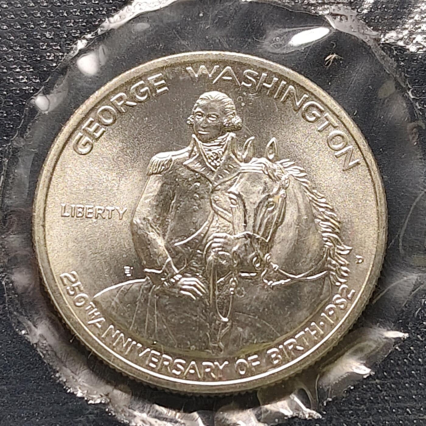 【全场包邮】纯粹捡漏拍513场 美国1982年半元华盛顿诞生250周年官方封装纪念银币【30.6毫米12.5克90%】-盒证全