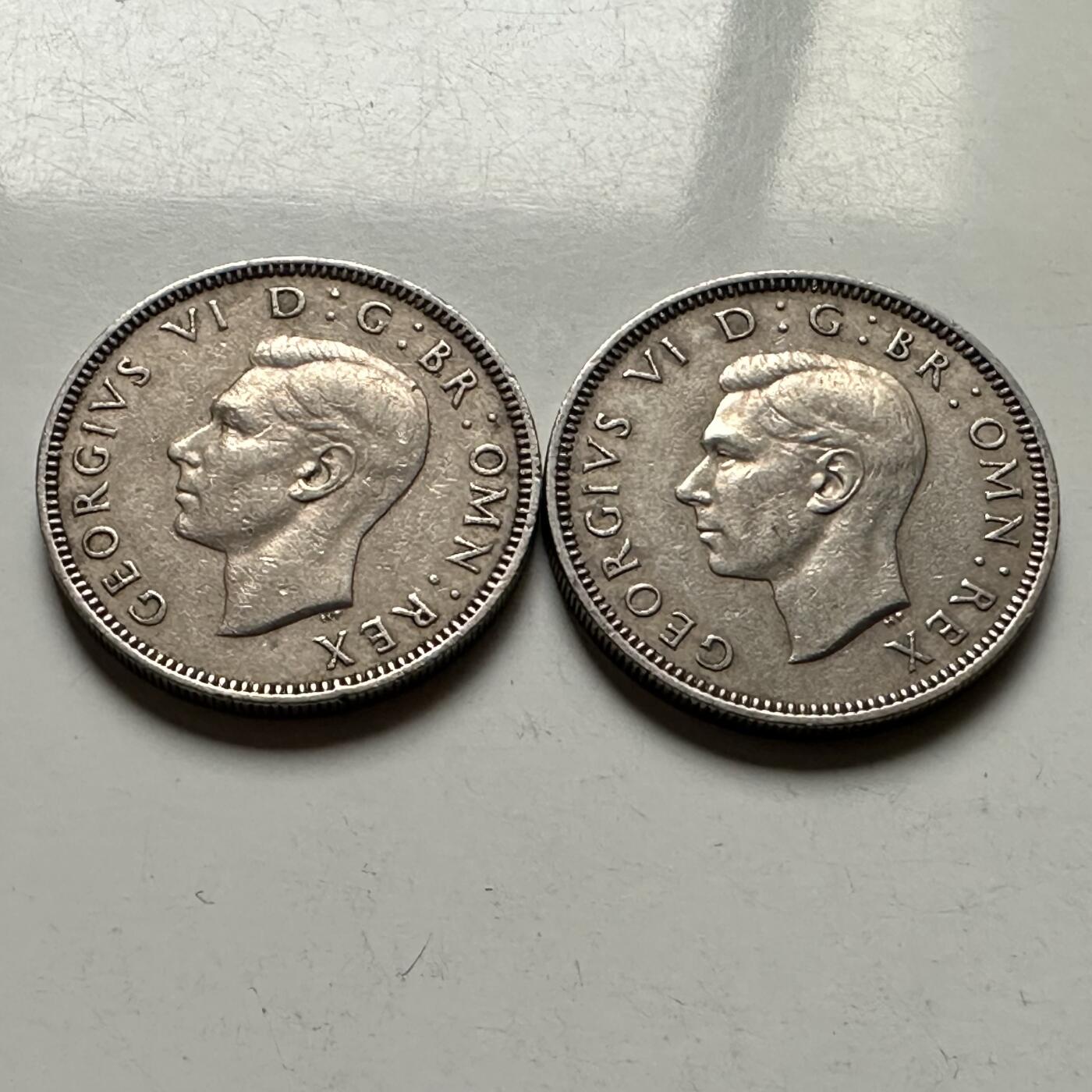 🌹外币初藏🌹🐯2026年第30场   每周二四六晚8️⃣点 接代拍 英国1947年乔治六世一先令（英格兰/苏格兰双版）一对 a