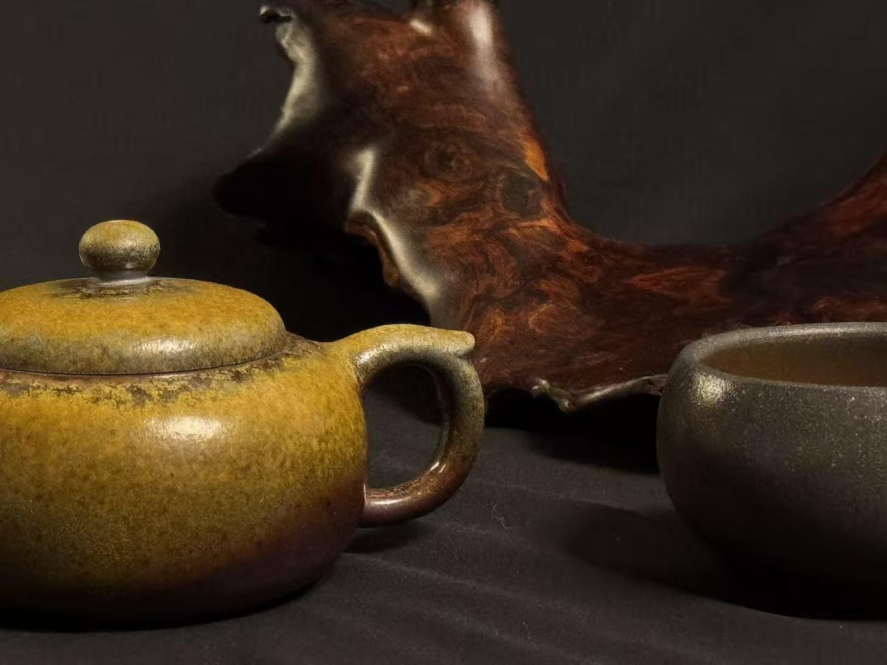 零元拍：原矿紫砂壶柴烧苹果+柴烧主人杯（150CC左右）