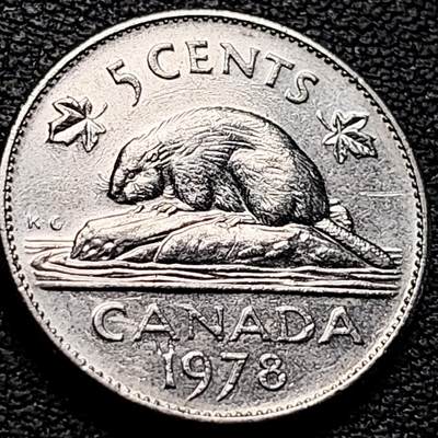 泉币菌-第212场-拍品多 请提前出价（工作最近较忙 发货不及时，望理解） - 1978年 加拿大5分镍币 21mm。伊丽莎白二世