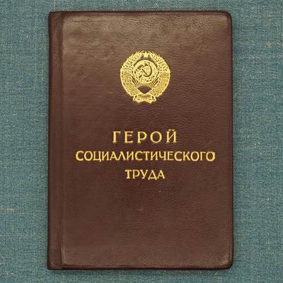 【涛泉堂】第40期（3月22日）勋奖章徽章专场拍卖 - 苏联小金星奖章（劳动英雄）证书