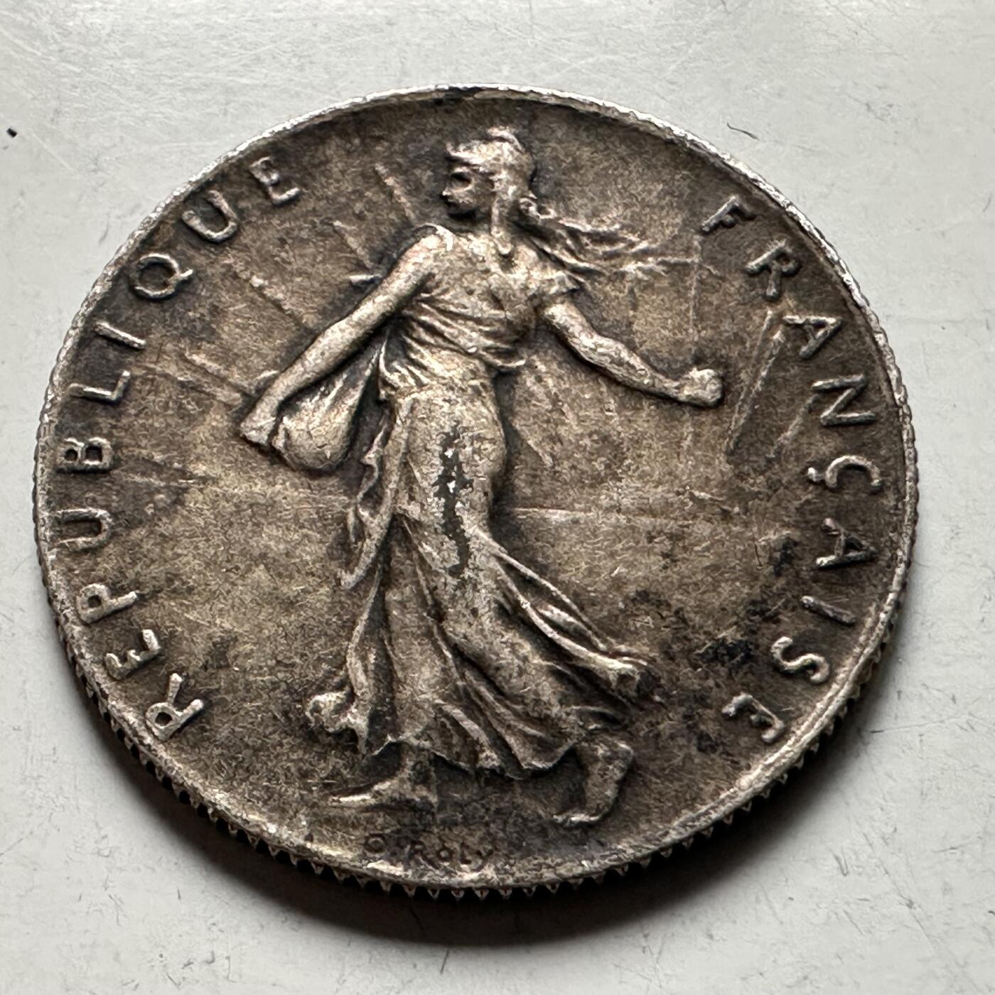 🌹外币初藏🌹🐯2026年第30场   每周二四六晚8️⃣点 接代拍 法国1918年 播种女神 50生丁 银币 83.5%银 10克 27毫米