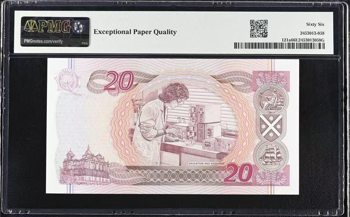 【礼羽收藏】🌏世界钱币拍卖129期 1995年苏格兰银行20镑纪念钞，PMG66分，a版首发年