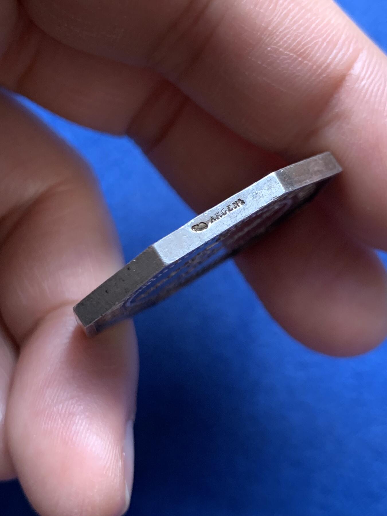 《竞宝斋》第472场 周日，周一，周二 3场连拍 （全场包邮）欢迎送拍 法国八角银章，冰雹保险公司，20.28g，33.5mm，丰饶角边铭