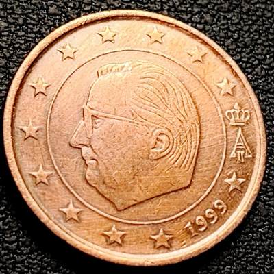 泉币菌-第212场-拍品多 请提前出价（工作最近较忙 发货不及时，望理解） - 欧元 比利时王国 1999年5欧分,阿尔伯特2世国王 21mm 3.9g