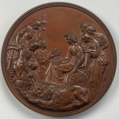 掌中浮雕-藏着的欧洲第055场 - 1862年世界博览会铜章，77mm，L. C. Wyon雕刻, 颁发给 John Penn
