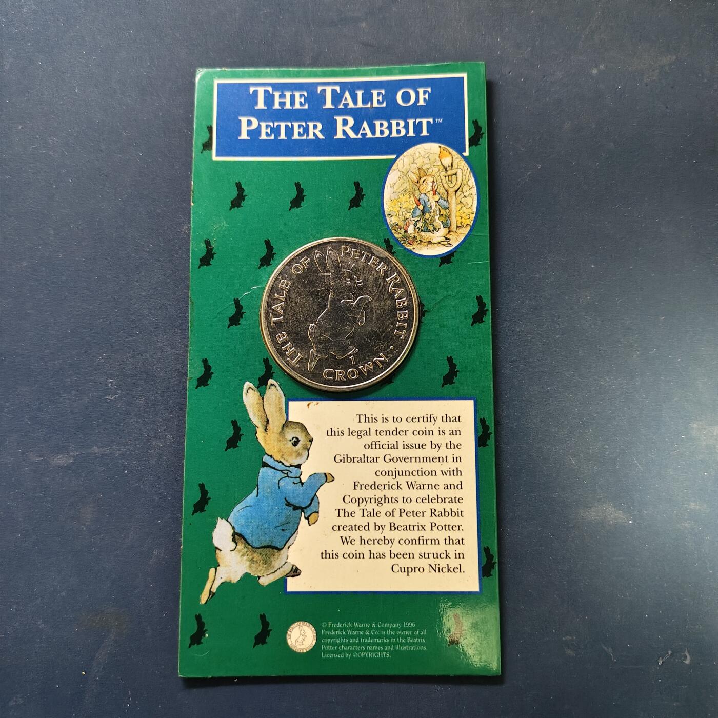 【全场包邮】纯粹捡漏拍513场 直布罗陀1995年1克朗彼得兔系列官方卡装克朗型纪念币