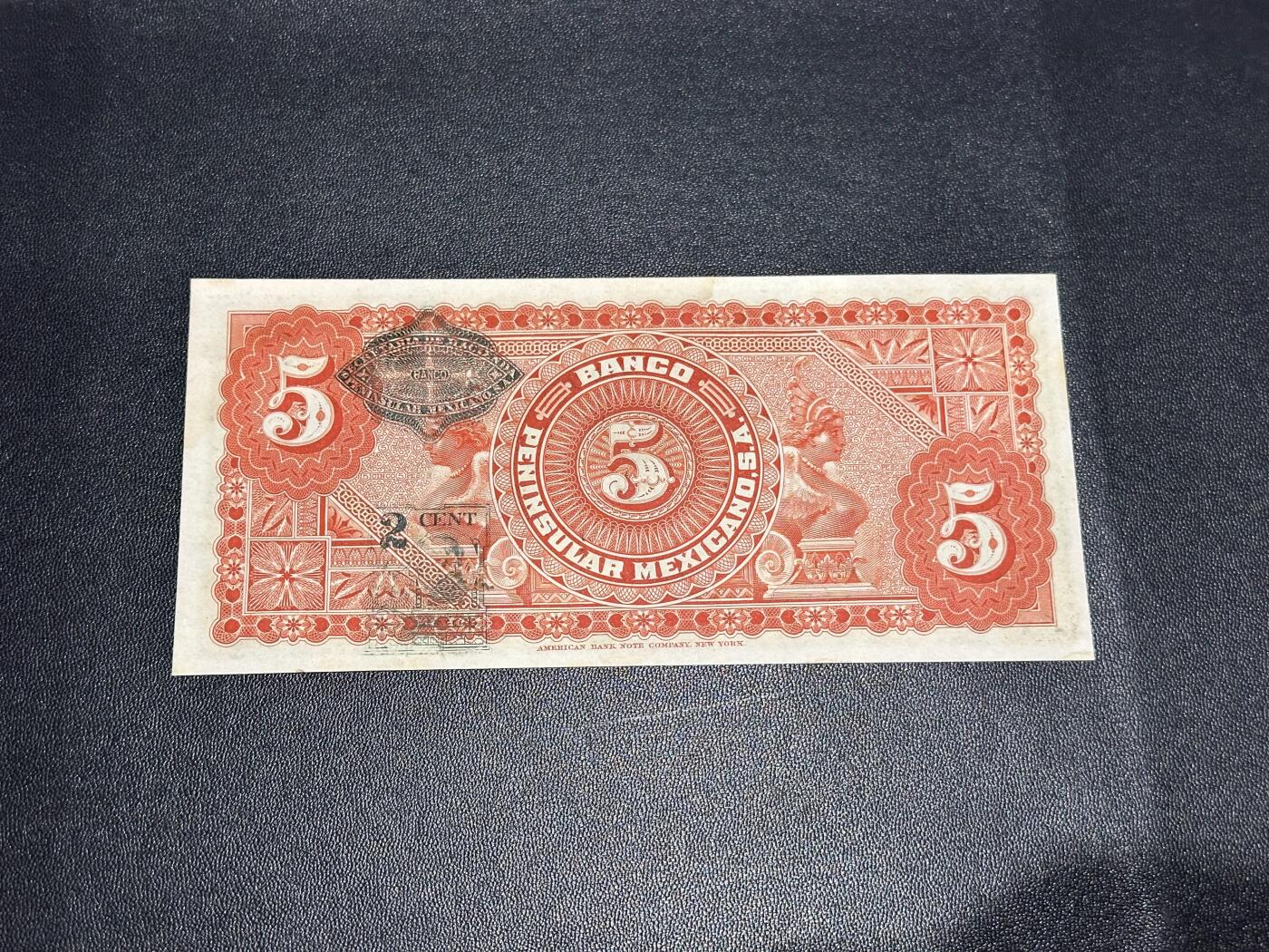 《外钞收藏家》第六百一十九期（精品场）（长期征集拍品、欢迎藏友们联系合作） 1914年墨西哥5比索 UNC-