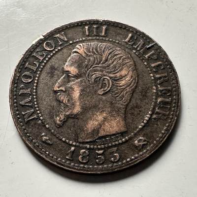 🌹外币初藏🌹🐯2026年第30场   每周二四六晚8️⃣点 接代拍 - 法国1853年拿破仑三世 1生丁 铜币