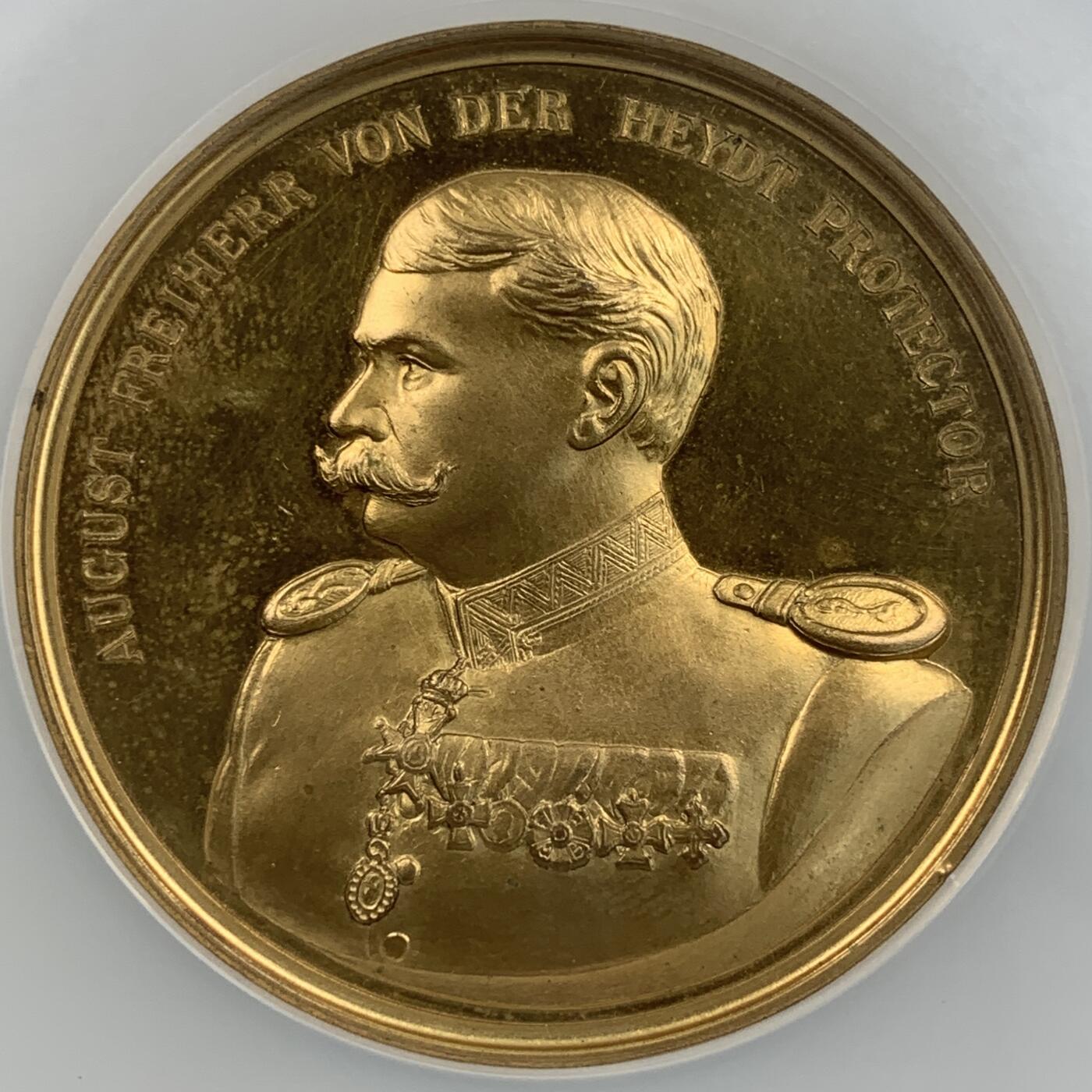 掌中浮雕-藏着的欧洲第055场 NGC MS63 : 1898年德国埃尔伯费尔德食品博览会镀金大铜章， 50mm 