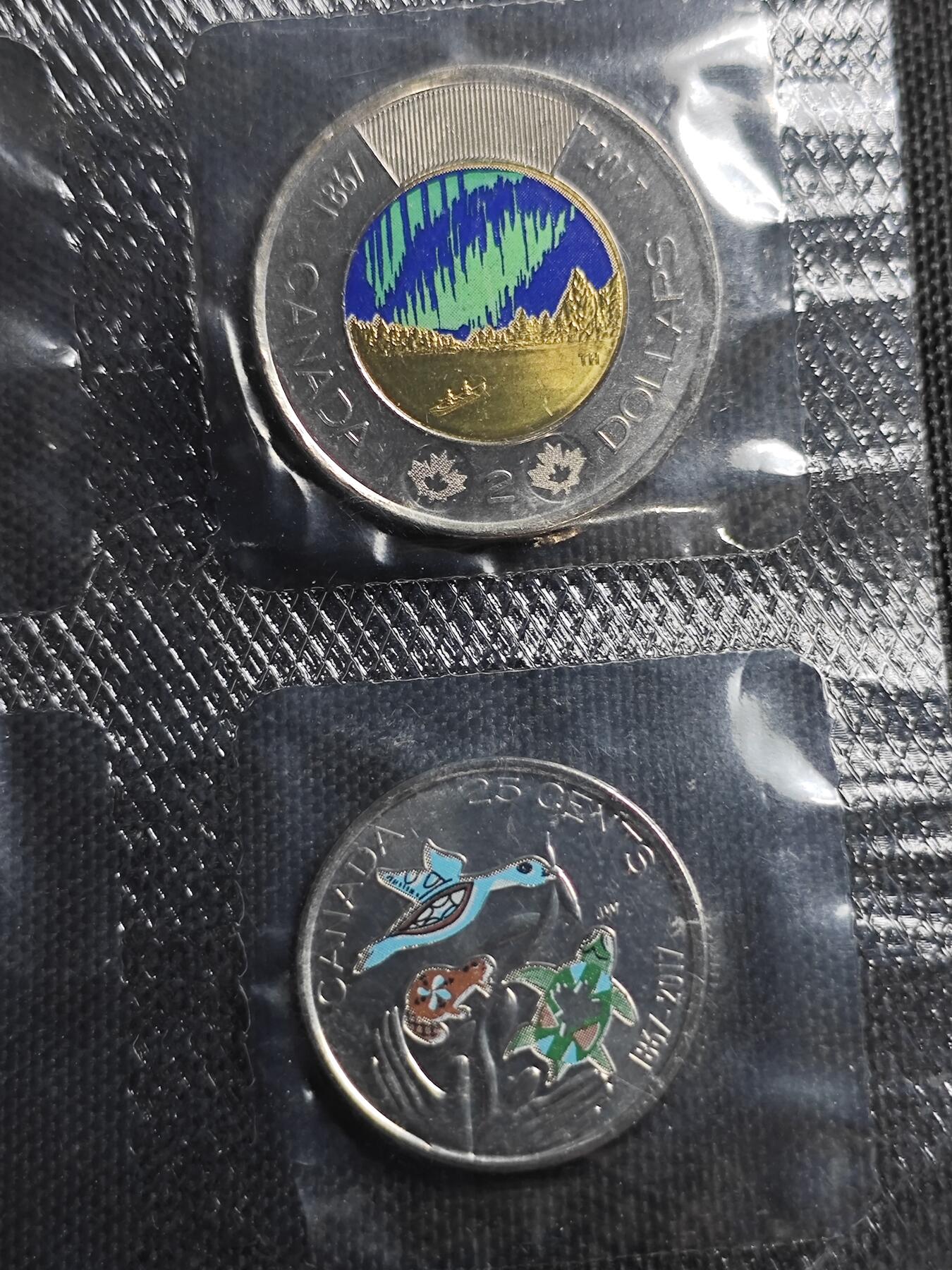 KK钱币收藏小铺   套币专场 2月预留时间 周末发货  2017加拿大纪念套币 带彩色纪念币 原塑封