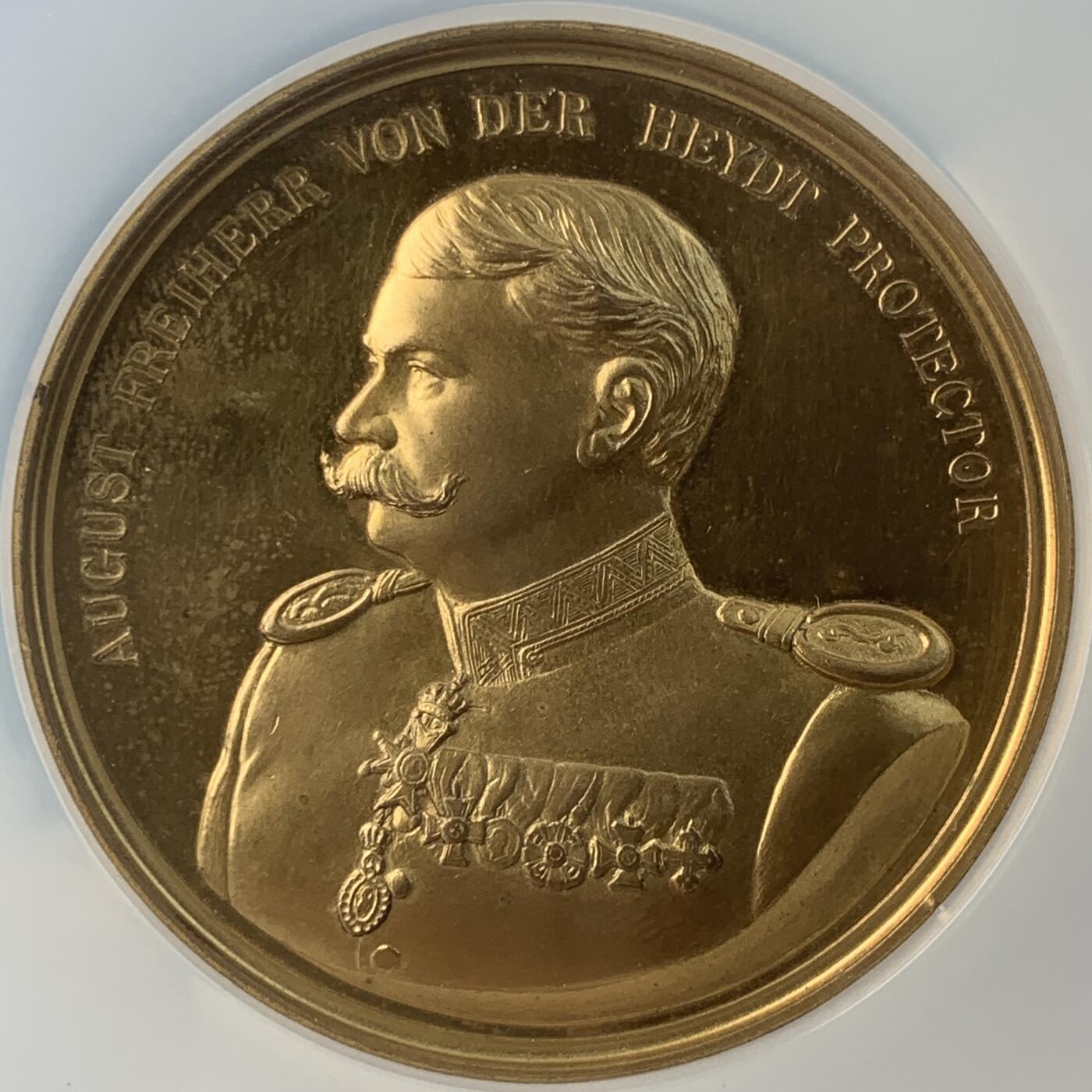 掌中浮雕-藏着的欧洲第055场 NGC MS63 : 1898年德国埃尔伯费尔德食品博览会镀金大铜章， 50mm 