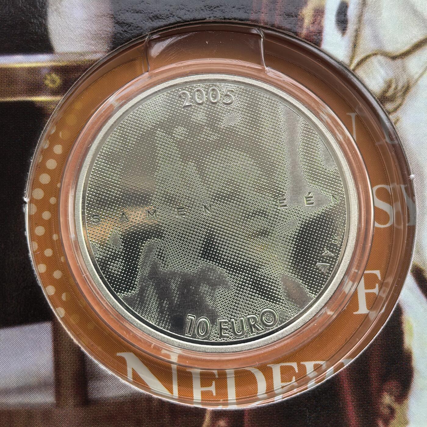 道一币馆币章第一百七十场 原包装 荷兰2005年贝娅特丽克丝女王登基25周年10欧元精制银币 