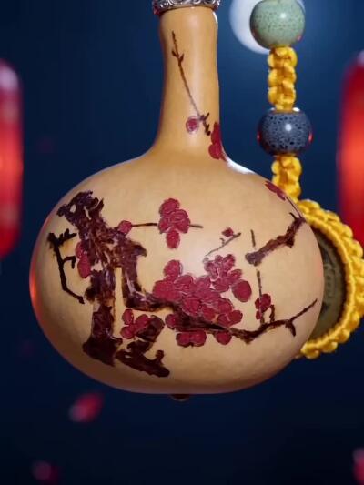 梅香报春 烫画彩绘葫芦 新中式吉祥挂件