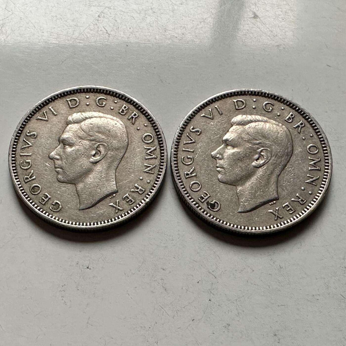 🌹外币初藏🌹🐯2026年第30场   每周二四六晚8️⃣点 接代拍 英国1947年乔治六世一先令（英格兰/苏格兰双版）一对 b
