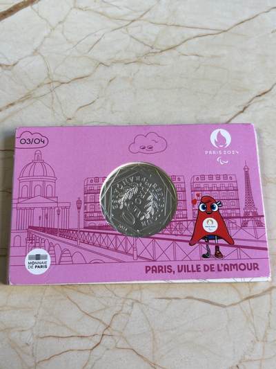 第193期拍卖 - 法国2024年50欧普制银币 巴黎奥运会-巴黎爱的城市 900银35克 发行量：2万 卡装