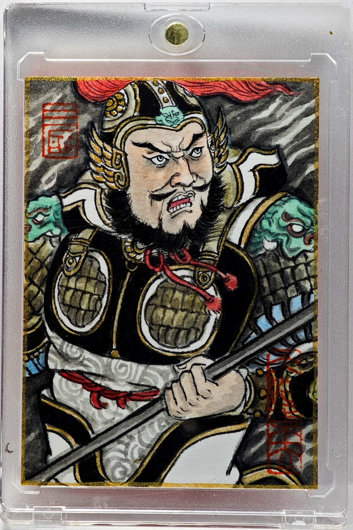 白泽拍卖卡牌手绘专场第34期（花朝去了又春分 草如茵 柳烟新） 2025 卢艺丰手绘卡 五虎上将之二 张飞  卢艺丰亲签 卡砖封装