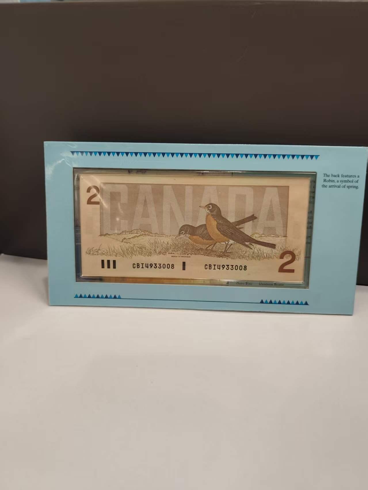 G&W世界散币，银币处理专场（第46场） 加拿大1996年2元  卡装  带一张2加元纸币