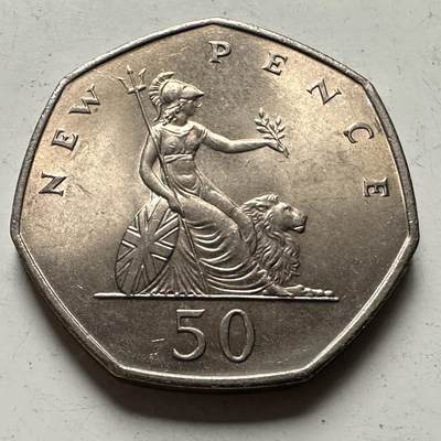 🌹外币初藏🌹🐯2026年第30场   每周二四六晚8️⃣点 接代拍 - 英国1969年50便士 全新 b