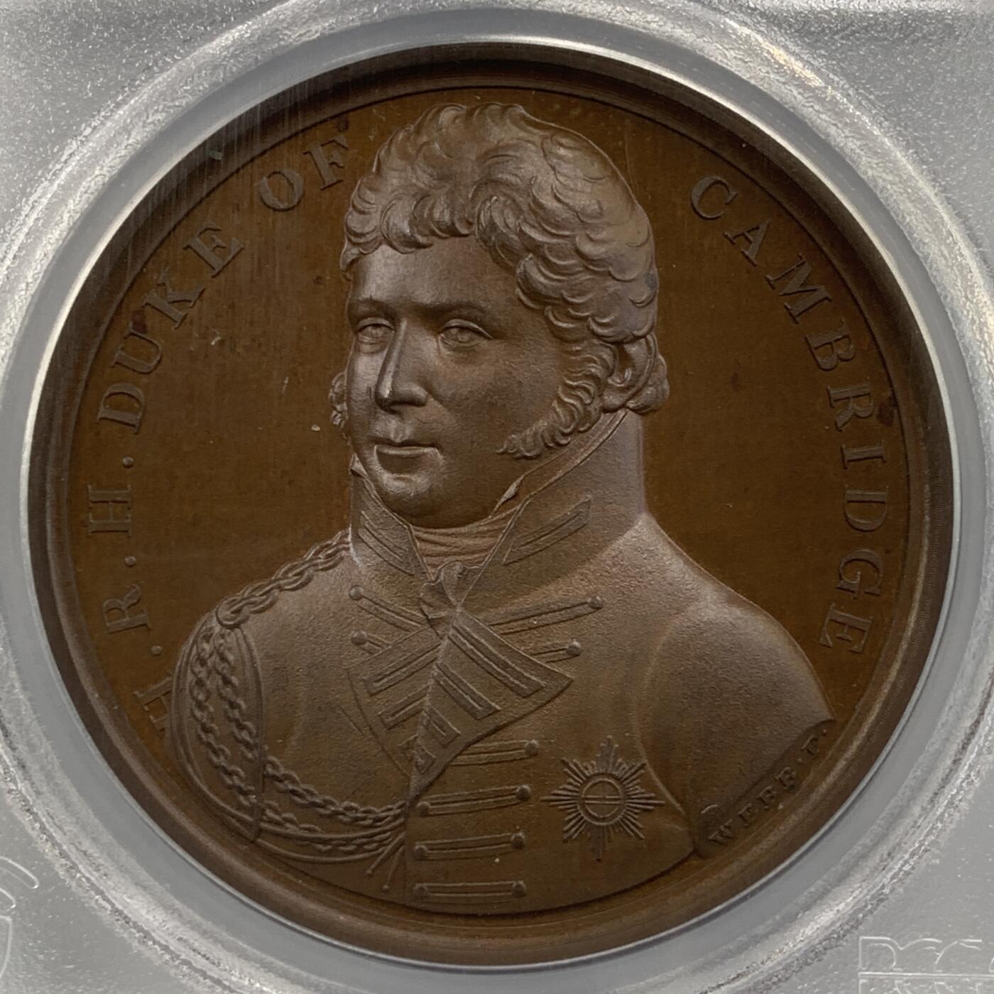 掌中浮雕-藏着的欧洲第055场 PCGS SP65 : 1814年英军重返汉诺威纪念铜章，41mm