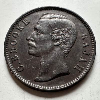 🌹外币初藏🌹🐯2026年第30场   每周二四六晚8️⃣点 接代拍 - 沙捞越1885年 查尔斯·布鲁克 1分 铜币 9.5克-28毫米