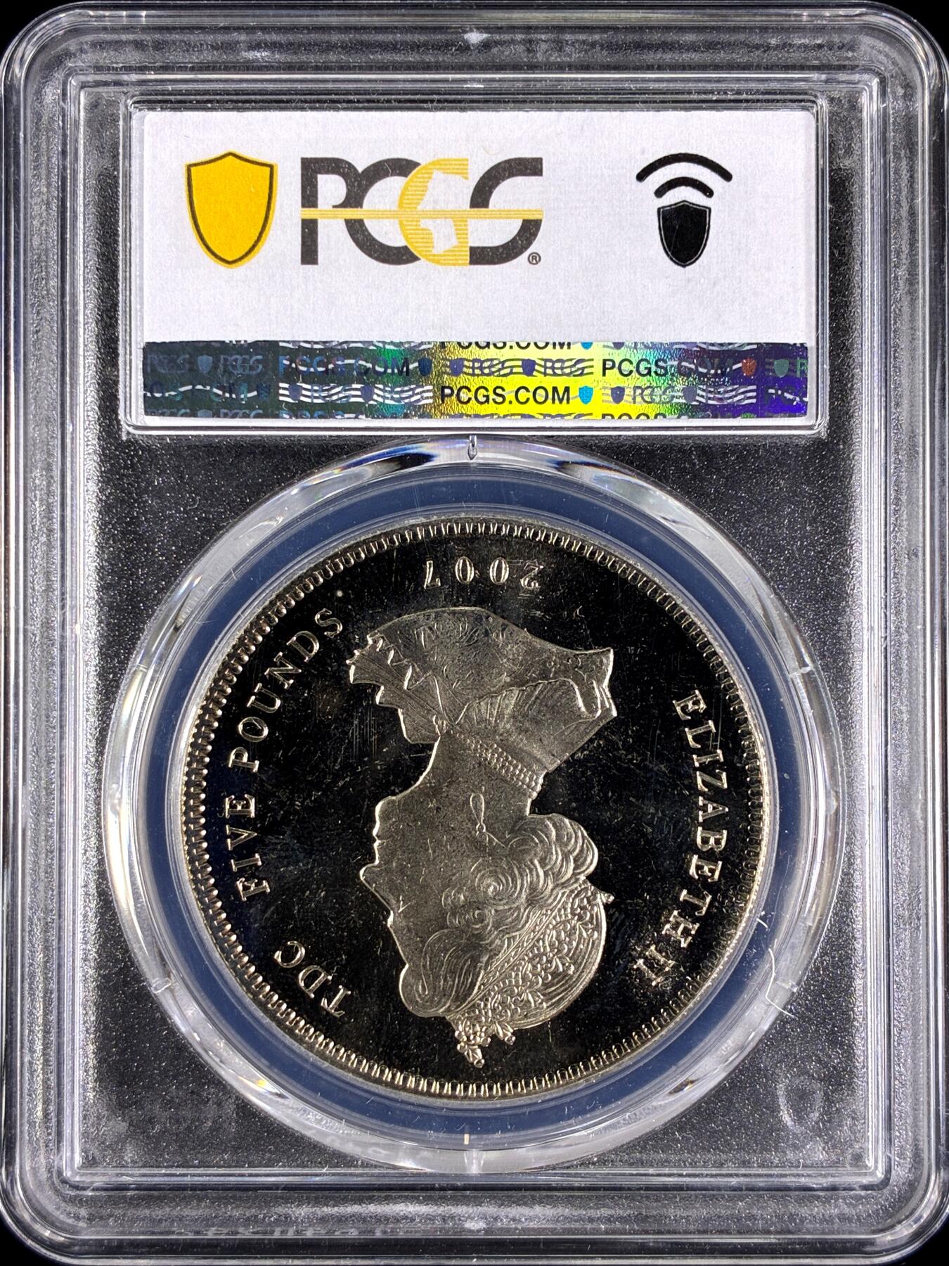 【雨安】【直播拍卖】【第0129期-评级币章】2026-03-21 周六 19:30 (金价1115, 银价20.09) [评级现代] Tristan da Cunha 特里斯坦-达库尼亚群岛 5镑 2007年 结婚60周年 PCGS-PR67DCAM 精制币