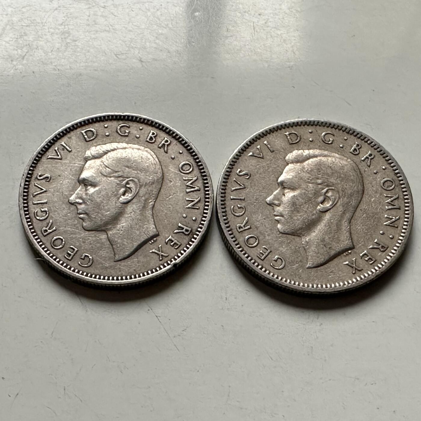 🌹外币初藏🌹🐯2026年第30场   每周二四六晚8️⃣点 接代拍 英国1947年乔治六世一先令（英格兰/苏格兰双版）一对 c