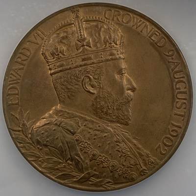 掌中浮雕-藏着的欧洲第055场 - NGC MS65 : 1902年英国爱德华七世加冕纪念铜章，55mm