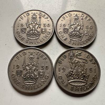 🌹外币初藏🌹🐯2026年第30场   每周二四六晚8️⃣点 接代拍 - 英国 乔治六世一先令4枚