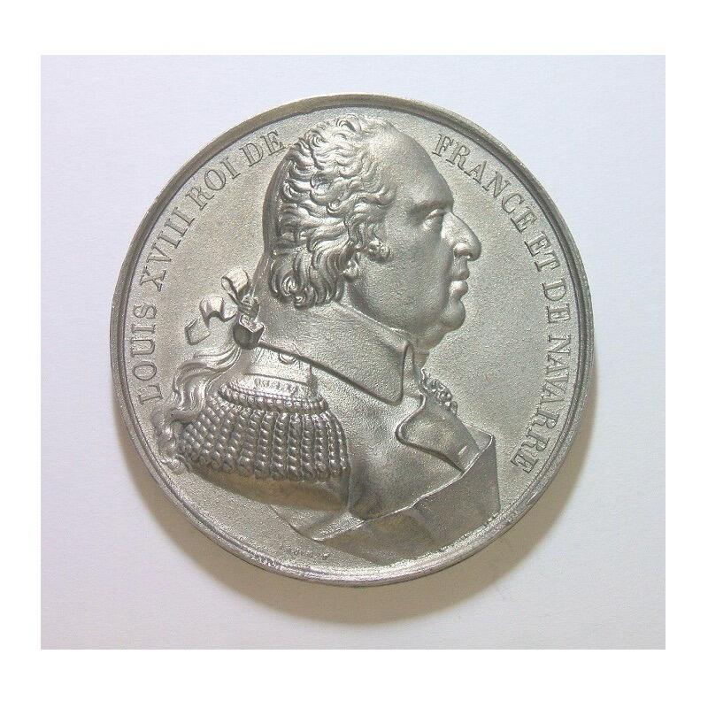 法国1824年 路易十八军装像高浮雕精制大合金章 50MM