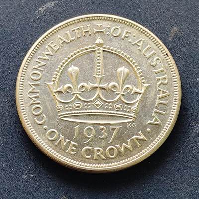 【全场包邮】纯粹捡漏拍513场 - 澳大利亚1937年1克朗乔治六世加冕克朗型纪念银币【38毫米28.28克92.5%】