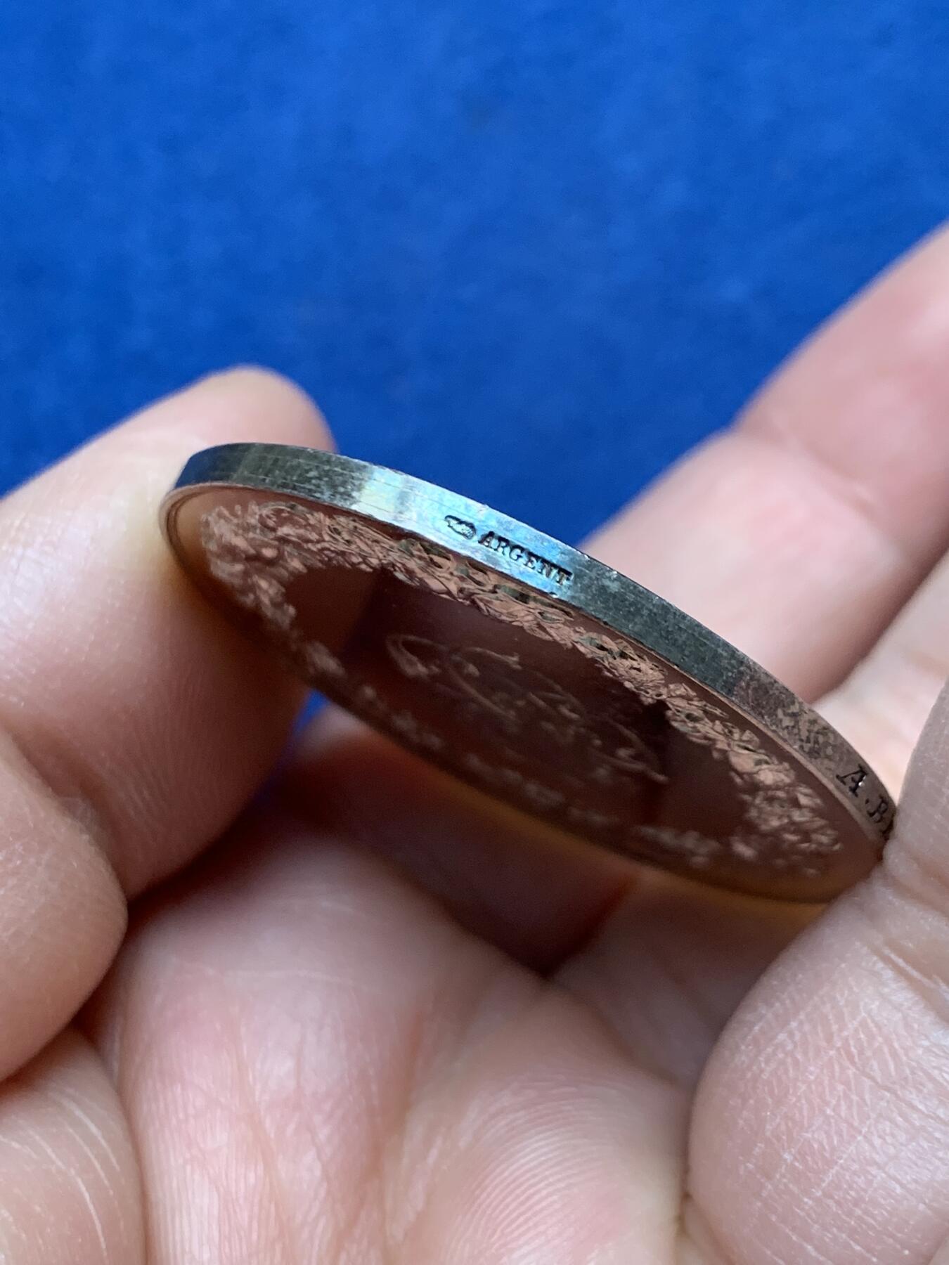 《竞宝斋》第472场 周日，周一，周二 3场连拍 （全场包邮）欢迎送拍 法国婚姻与爱情纪念银章，25.11g，39mm，丰饶角边铭