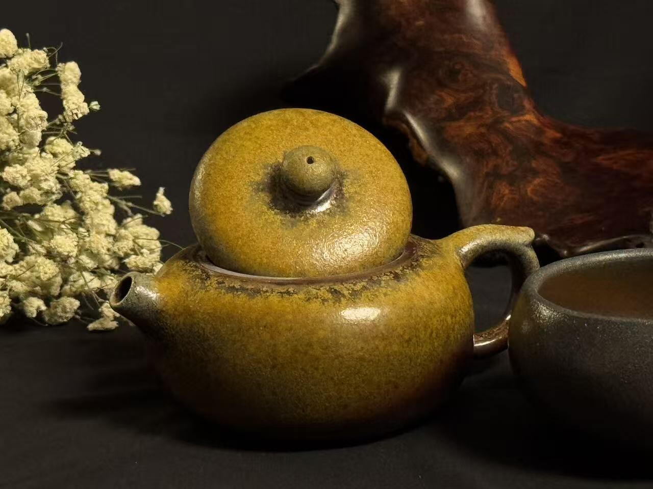 零元拍：原矿紫砂壶柴烧苹果+柴烧主人杯（150CC左右）