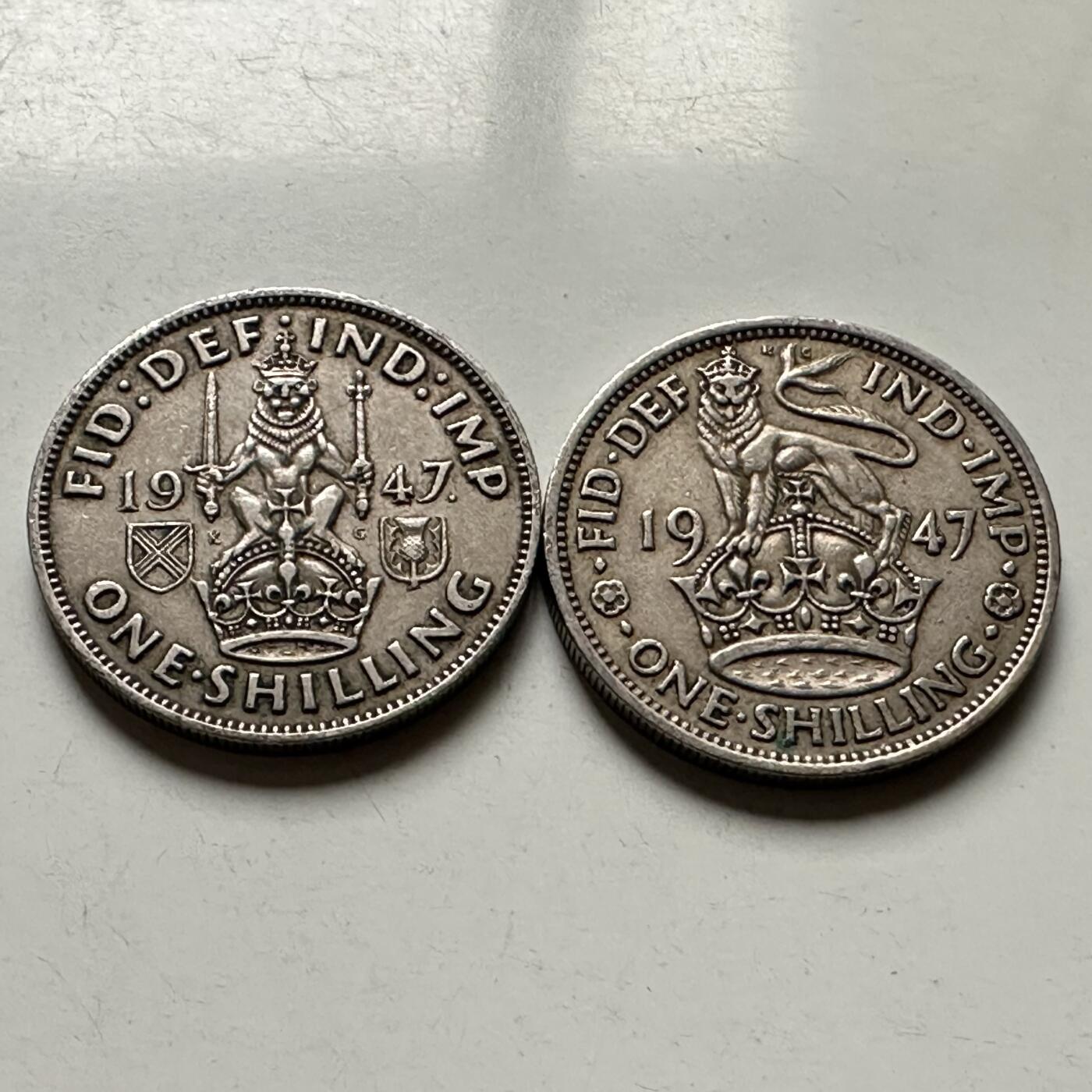 🌹外币初藏🌹🐯2026年第30场   每周二四六晚8️⃣点 接代拍 英国1947年乔治六世一先令（英格兰/苏格兰双版）一对 c