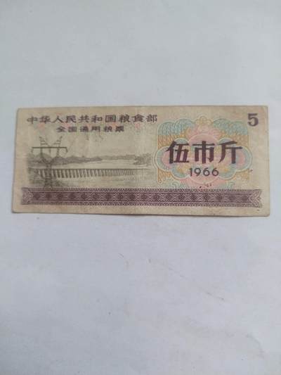 小小小钱币 - 1966年 五斤粮票。