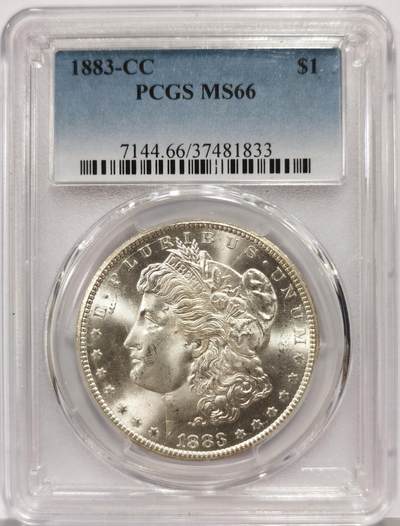 博洋堂世界钱币拍卖第165期（全场包邮） - PCGS MS66 美国1883 CC 摩根 稀有卡森厂 麦稀奇所见最高分 转光犀利 打制完美 银霜感十足 不可错过的极佳收藏品 一枚毕业