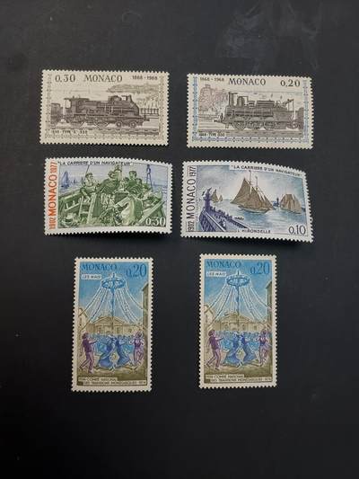 博彦收藏    3月25日 8点 外国邮票专场 - 摩纳哥邮票6枚，上品