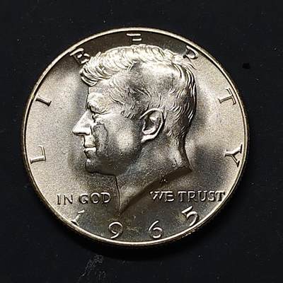 【全场包邮】纯粹捡漏拍512场 - 美国1965年肯尼迪半元银币【30.6毫米11.5克40%】