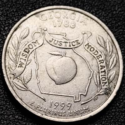 泉币菌-第212场-拍品多 请提前出价（工作最近较忙 发货不及时，望理解） - 佐治亚州 1999年美国1/4美元 24mm 