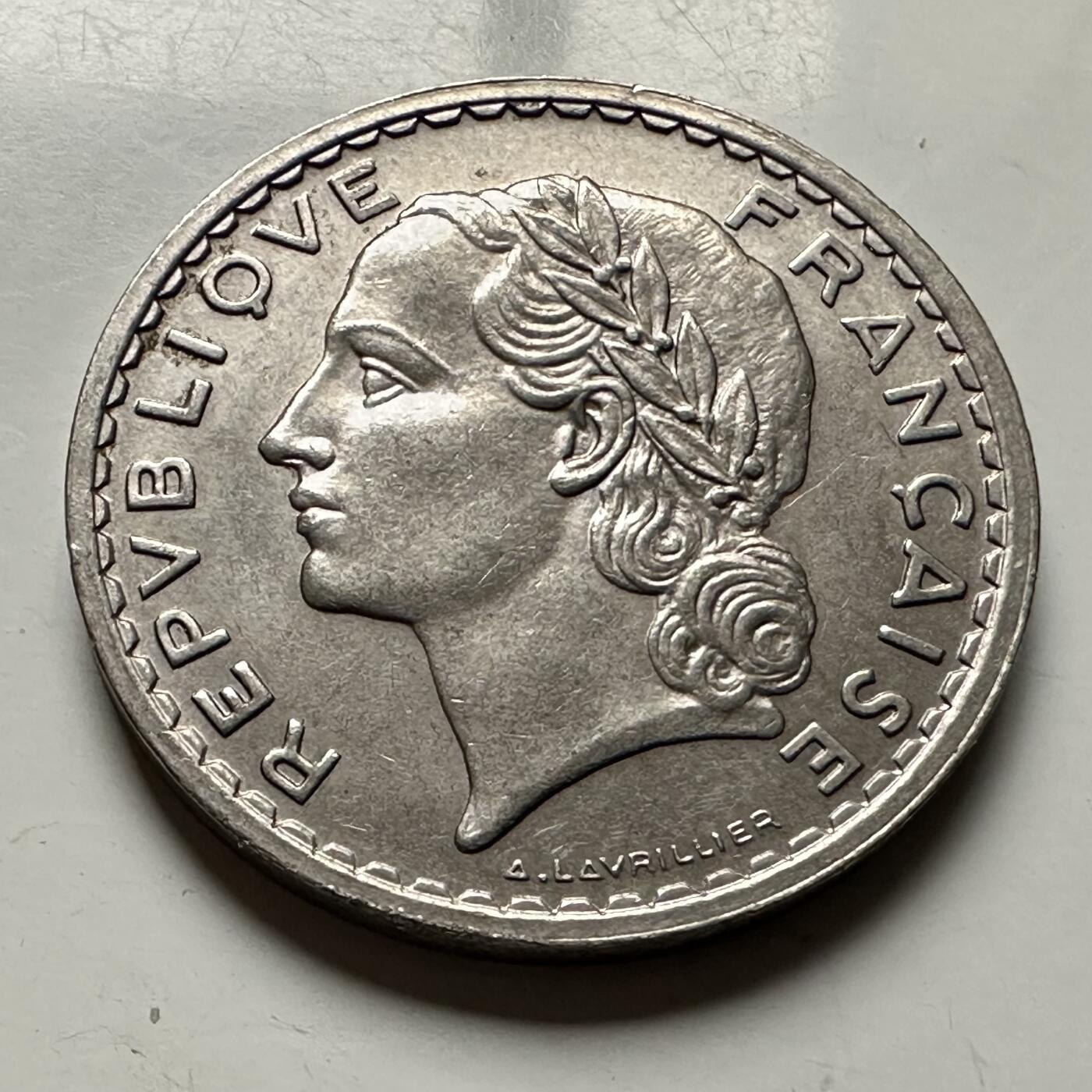 🌹外币初藏🌹🐯2026年第30场   每周二四六晚8️⃣点 接代拍 法国1935年 5法郎 镍币版 a