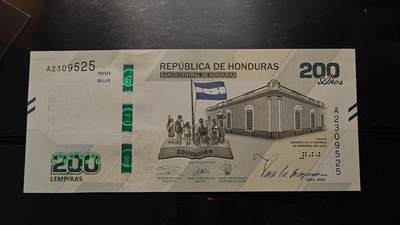 【陆续更新】世界钱币～微拍第240期暨2026年第21期  部分尾货整理陆续低价起拍清仓 - 2022年洪都拉斯200伦皮拉 纪念钞A冠全新绝品无47尾号525
