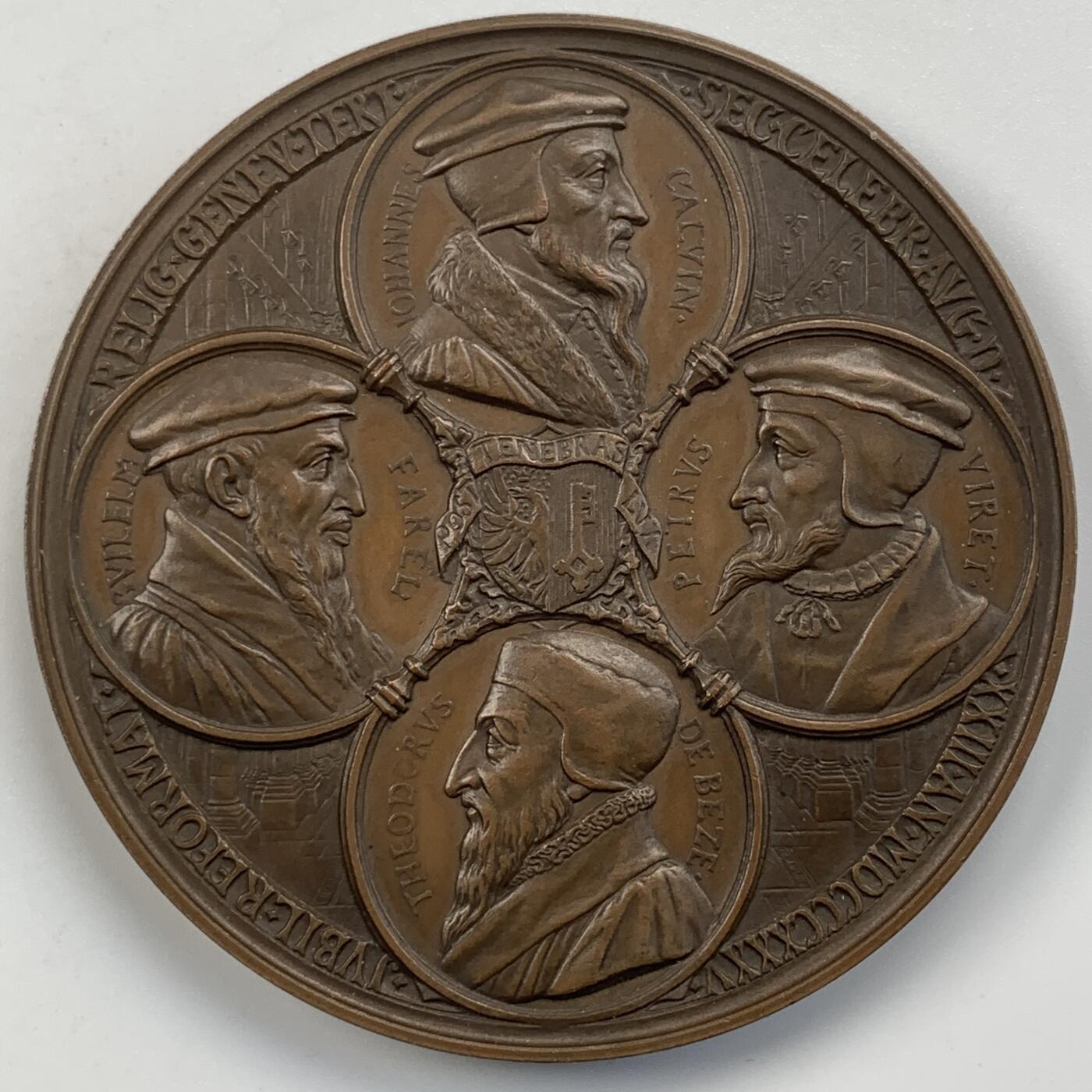 掌中浮雕-藏着的欧洲第055场 1835年瑞士布罗扎图斯宗教改革周年纪念铜章 ，61.5mm 