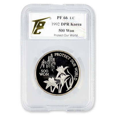 1992年朝鲜-保护我们的世界纪念银币27g999纯银 TQG评级PF66  - 1992年朝鲜-保护我们的世界纪念银币27g999纯银 TQG评级PF66 