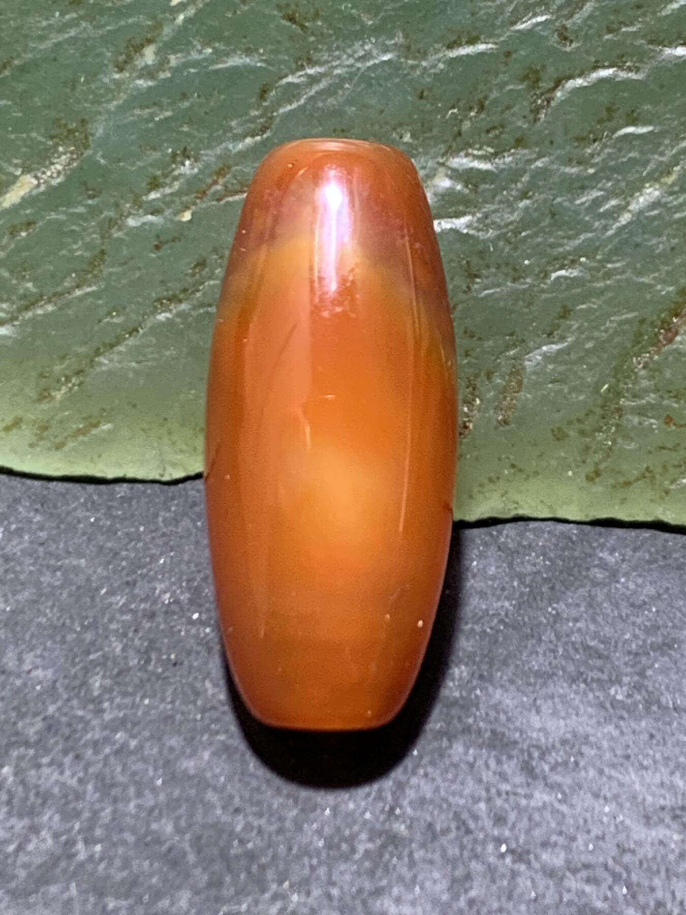 精美高玉化柿子红玛瑙天眼纹桶珠一颗，