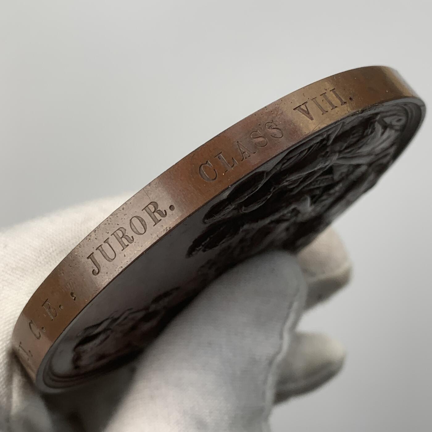 掌中浮雕-藏着的欧洲第055场 1862年世界博览会铜章，77mm，L. C. Wyon雕刻, 颁发给 John Penn