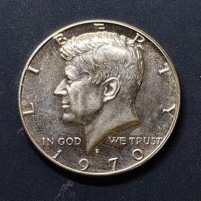【全场包邮】纯粹捡漏拍512场 - 美国1970年肯尼迪半元银币【30.6毫米11.5克40%】