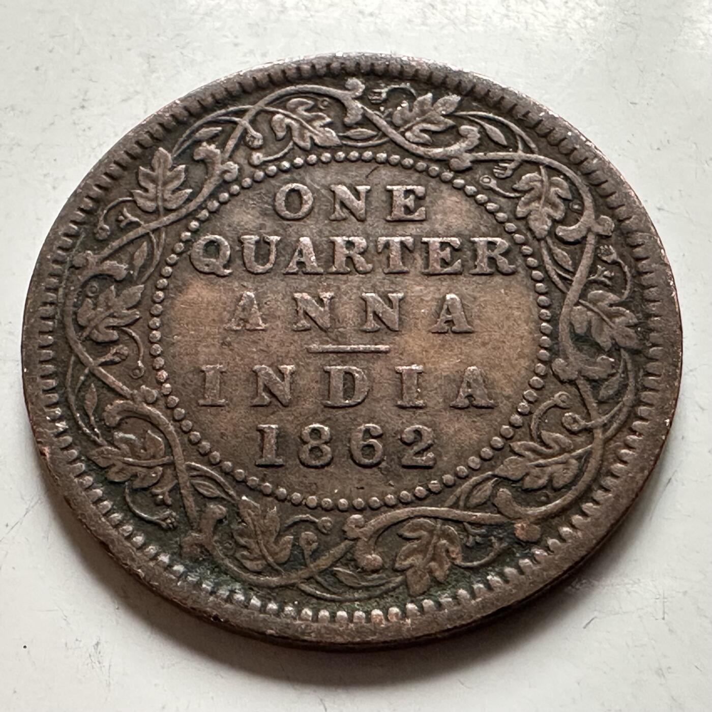 🌹外币初藏🌹🐯2026年第30场   每周二四六晚8️⃣点 接代拍 英属印度1862年 维多利亚女王 1/4安娜 